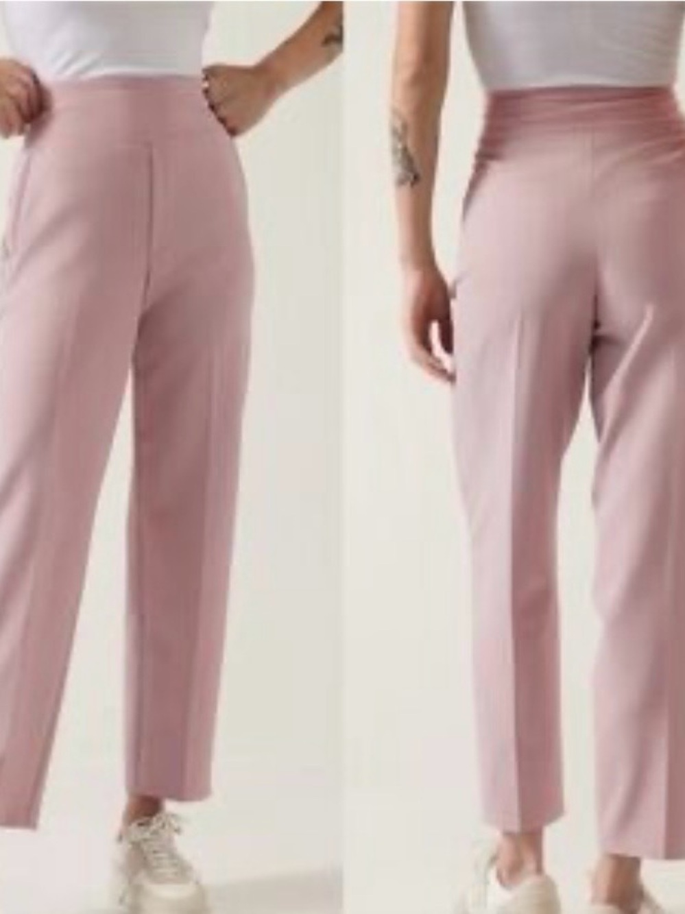 Athleta Endless Taper Smoked Mauve light pink Blush Straight-Leg Pants 4 P